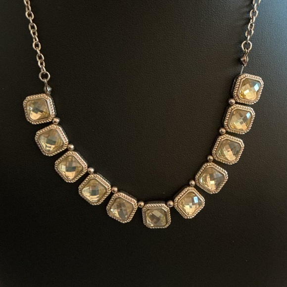 Citrine Color Vintage Style Gold Tone Necklace and Earring Set - Picture 2 of 6